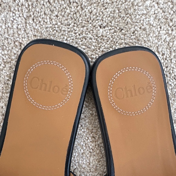 Chloe Black Leather Slide Sandals - Picture 2 of 13